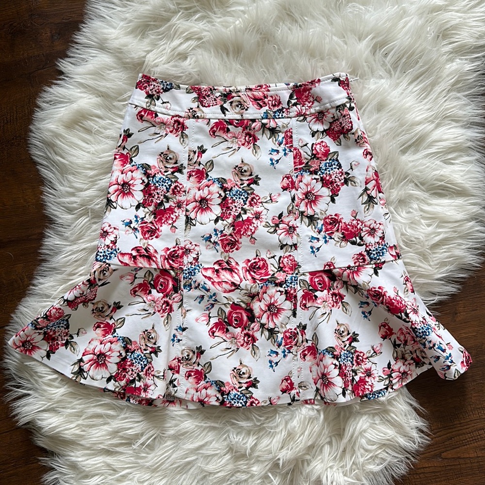 White House Black Market floral midi skirt